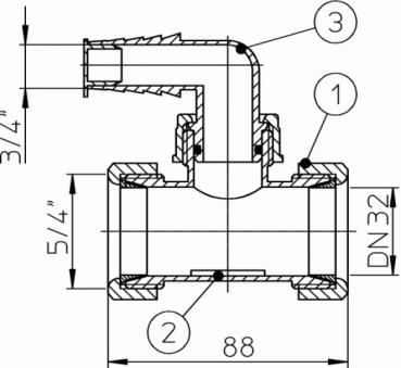 T-Stück DN32x5/4" mit HL19 HL19T/30